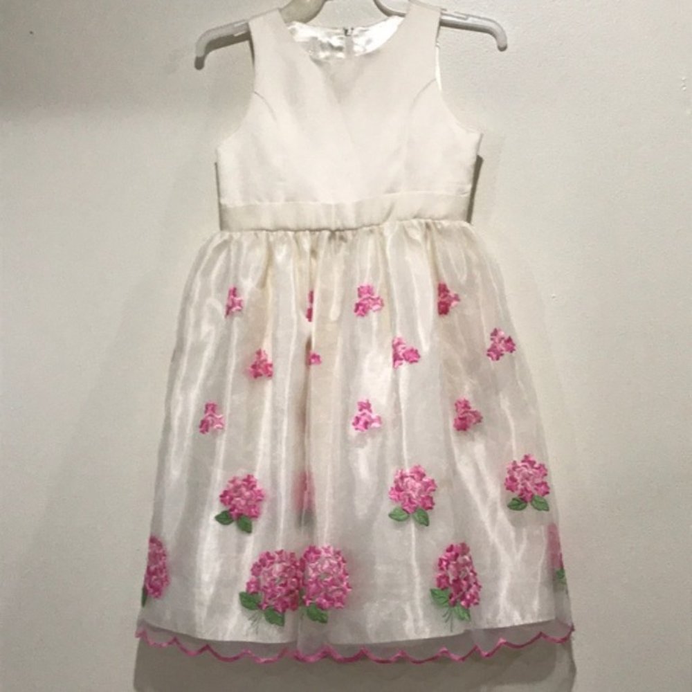 Girls Embroidered pink flower Cinderella Dress
